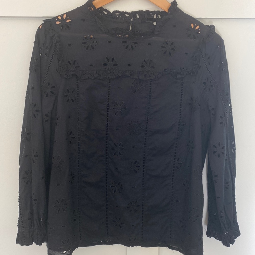 J. Crew Black Lace Blouse